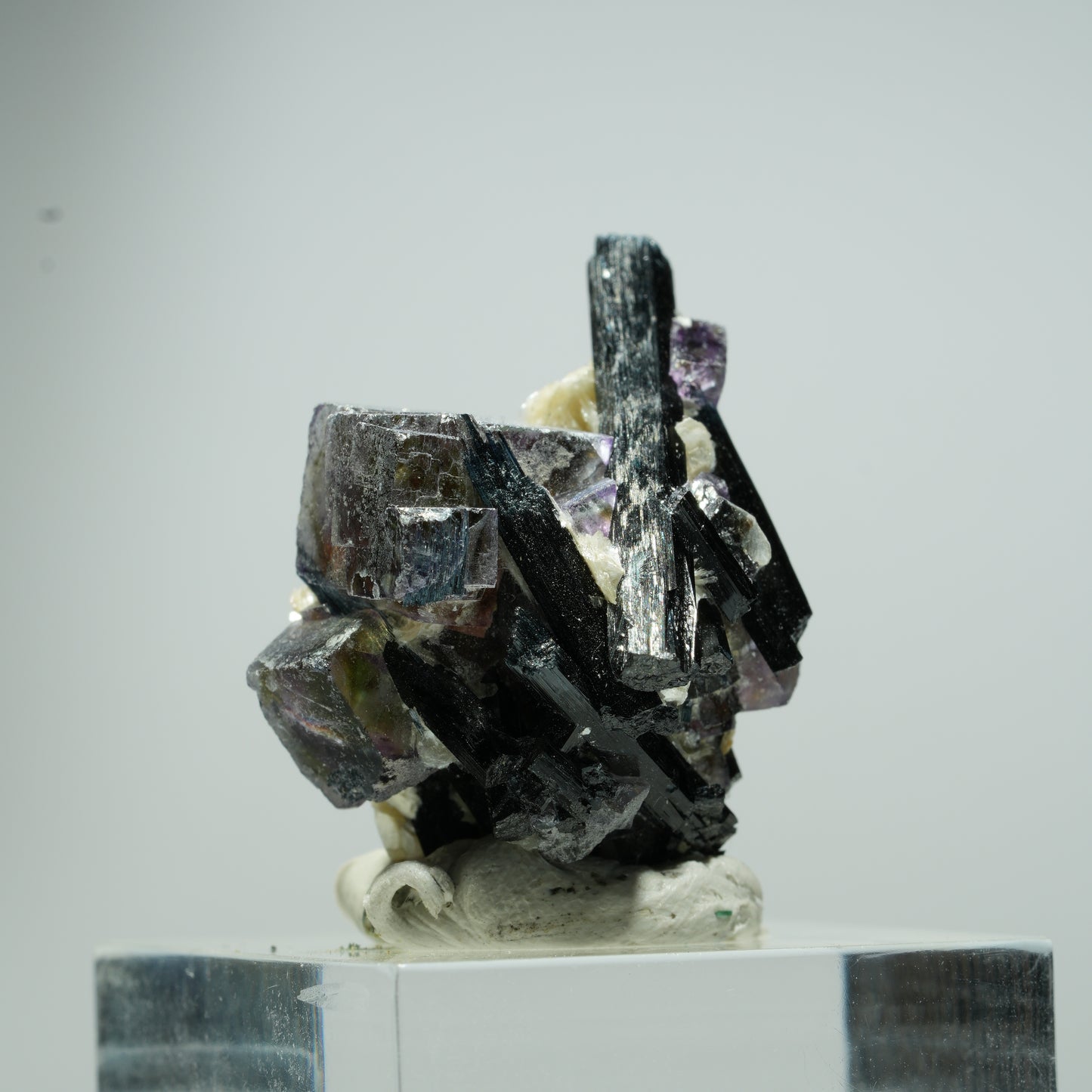 Bunte Phantom Fluorit Würfel, Schörl Turmalin, Muskovit Erongo, Namibia 13*12*10mm #13536