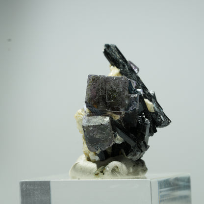 Bunte Phantom Fluorit Würfel, Schörl Turmalin, Muskovit Erongo, Namibia 13*12*10mm #13536