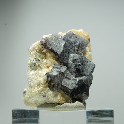 Bunte Phantom Fluorit Würfel, Muskovit Stufe Erongo, Namibia 19*15*12mm #13538