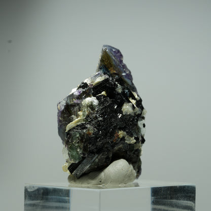 Bunte Phantom Fluorit Würfel, Schörl Turmalin, Muskovit Erongo, Namibia 16*13*10mm #13539