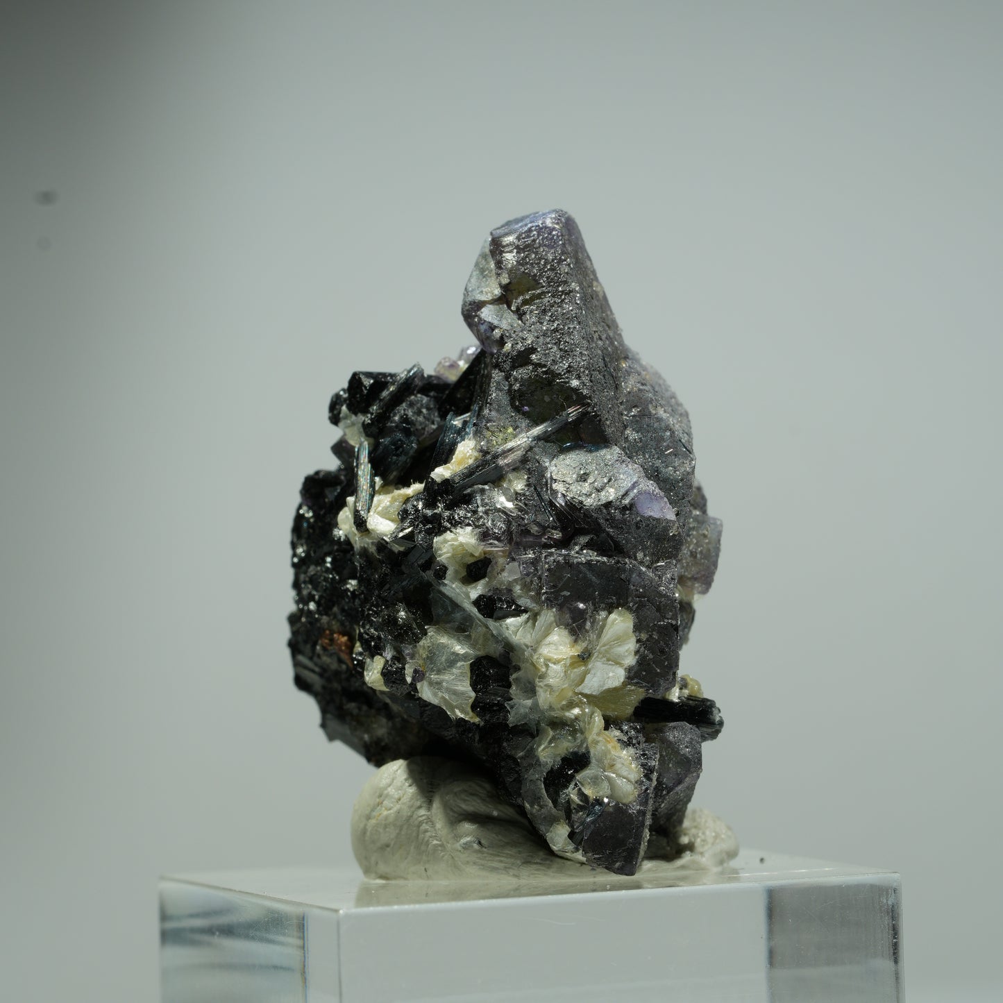 Bunte Phantom Fluorit Würfel, Schörl Turmalin, Muskovit Erongo, Namibia 16*13*10mm #13539