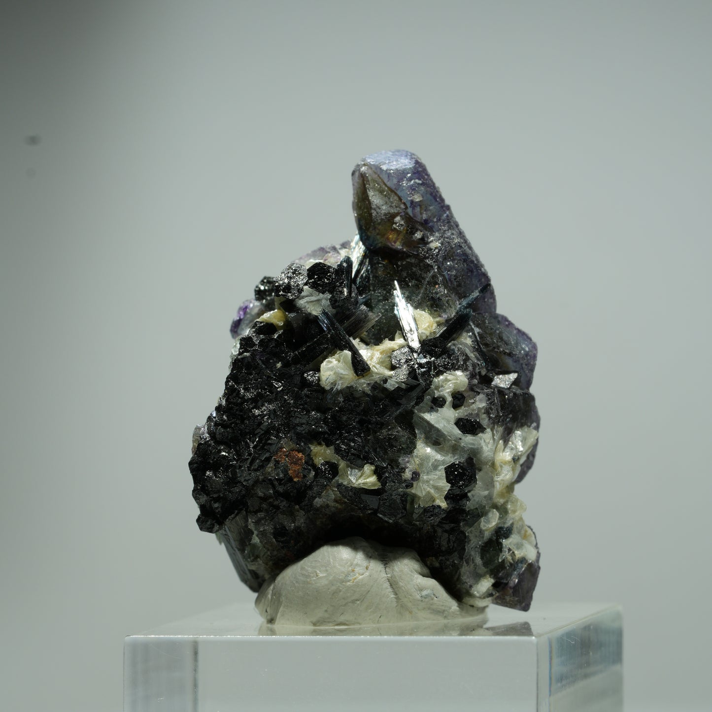 Bunte Phantom Fluorit Würfel, Schörl Turmalin, Muskovit Erongo, Namibia 16*13*10mm #13539