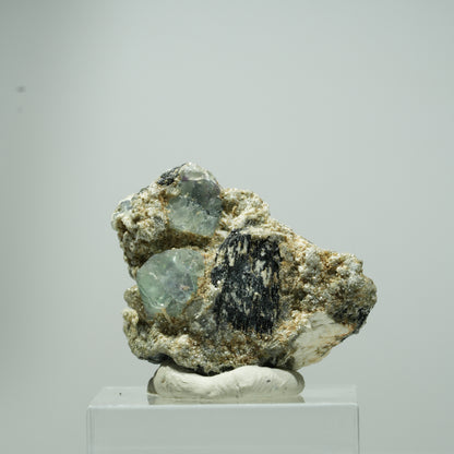 Phantom Fluorit Würfel, Schörl Turmalin, Muskovit Erongo, Namibia 15*13*10mm #13540