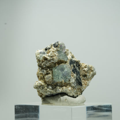 Phantom Fluorit Würfel, Schörl Turmalin, Muskovit Erongo, Namibia 15*13*10mm #13540