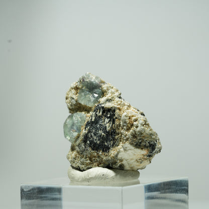 Phantom Fluorit Würfel, Schörl Turmalin, Muskovit Erongo, Namibia 15*13*10mm #13540