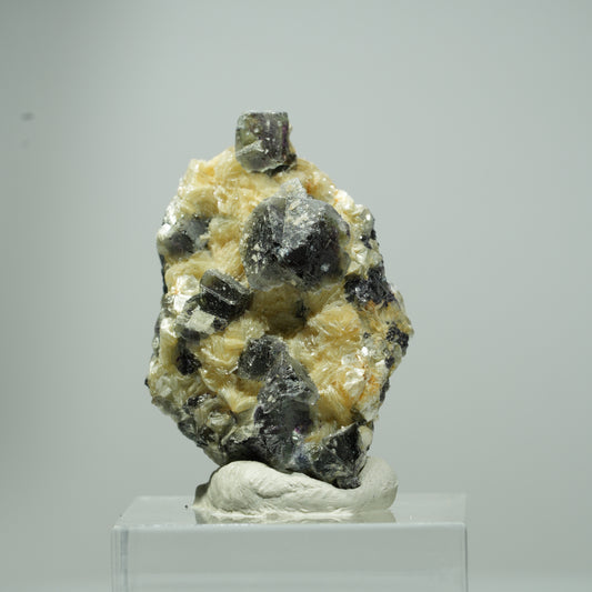 Bunte Phantom Fluorit Würfel, Schörl Turmalin, Muskovit Erongo, Namibia 18*11*11mm #13541