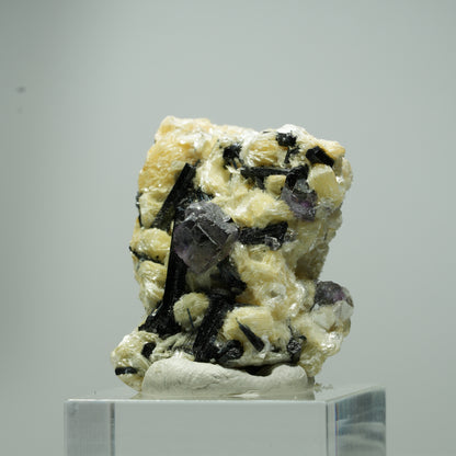 Bunte Phantom Fluorit Würfel, Schörl Turmalin, Muskovit Erongo, Namibia 18*14*10mm #13542