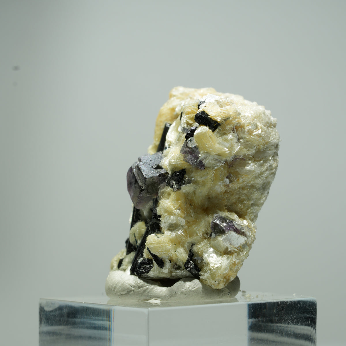 Bunte Phantom Fluorit Würfel, Schörl Turmalin, Muskovit Erongo, Namibia 18*14*10mm #13542