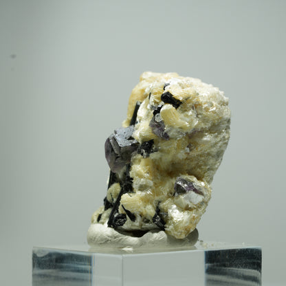 Bunte Phantom Fluorit Würfel, Schörl Turmalin, Muskovit Erongo, Namibia 18*14*10mm #13542