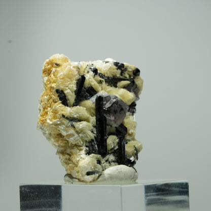 Bunte Phantom Fluorit Würfel, Schörl Turmalin, Muskovit Erongo, Namibia 18*14*10mm #13542