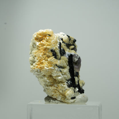 Bunte Phantom Fluorit Würfel, Schörl Turmalin, Muskovit Erongo, Namibia 18*14*10mm #13542