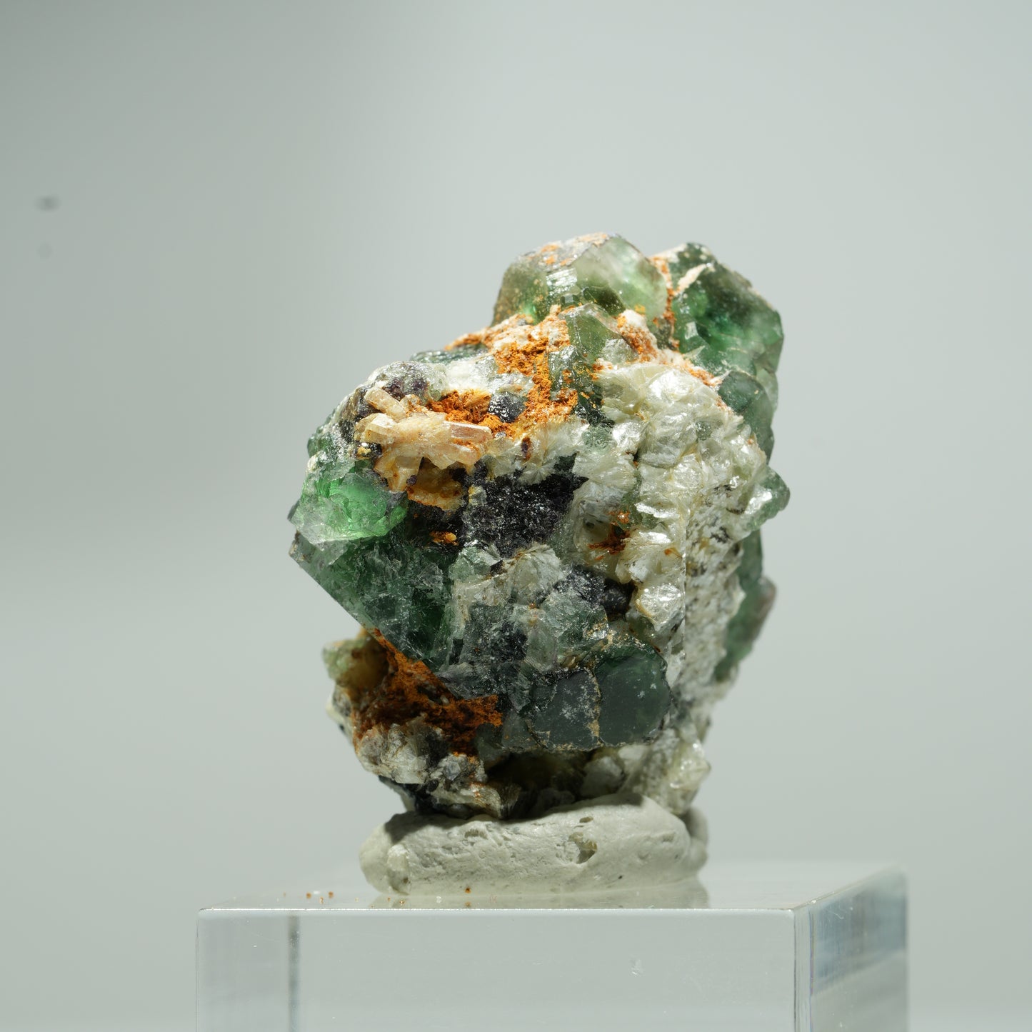 Phantom Fluorit Würfel, Schörl Turmalin, Muskovit Erongo, Namibia 16*16*11mm #13544