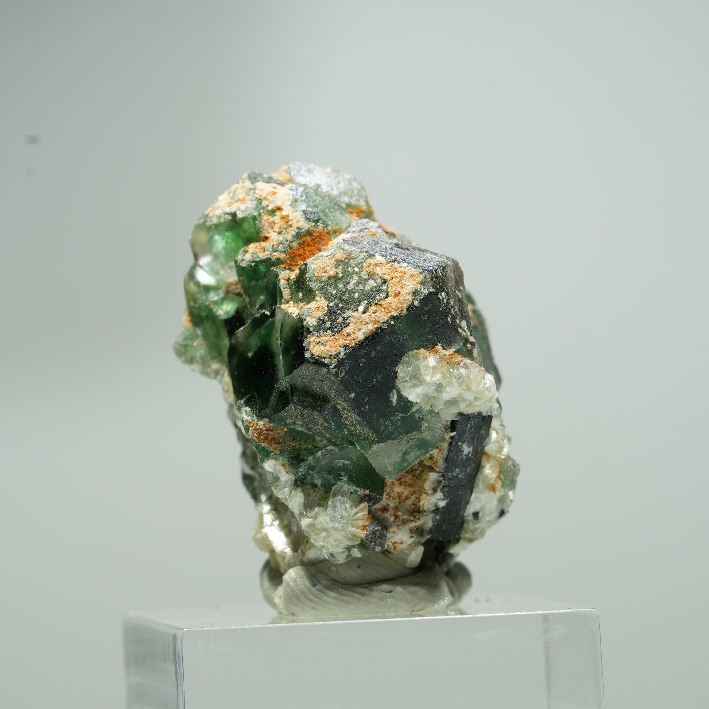 Phantom Fluorit Würfel, Schörl Turmalin, Muskovit Erongo, Namibia 16*16*11mm #13544