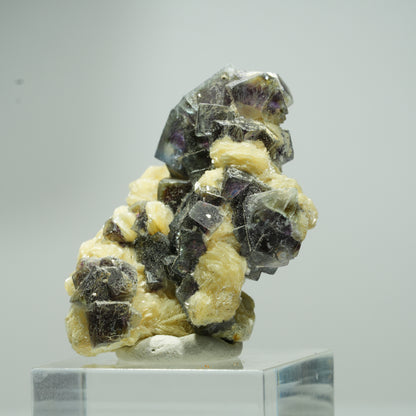 Bunte Phantom Fluorit Würfel, Schörl Turmalin, Muskovit Erongo, Namibia 21*14*9mm #13545