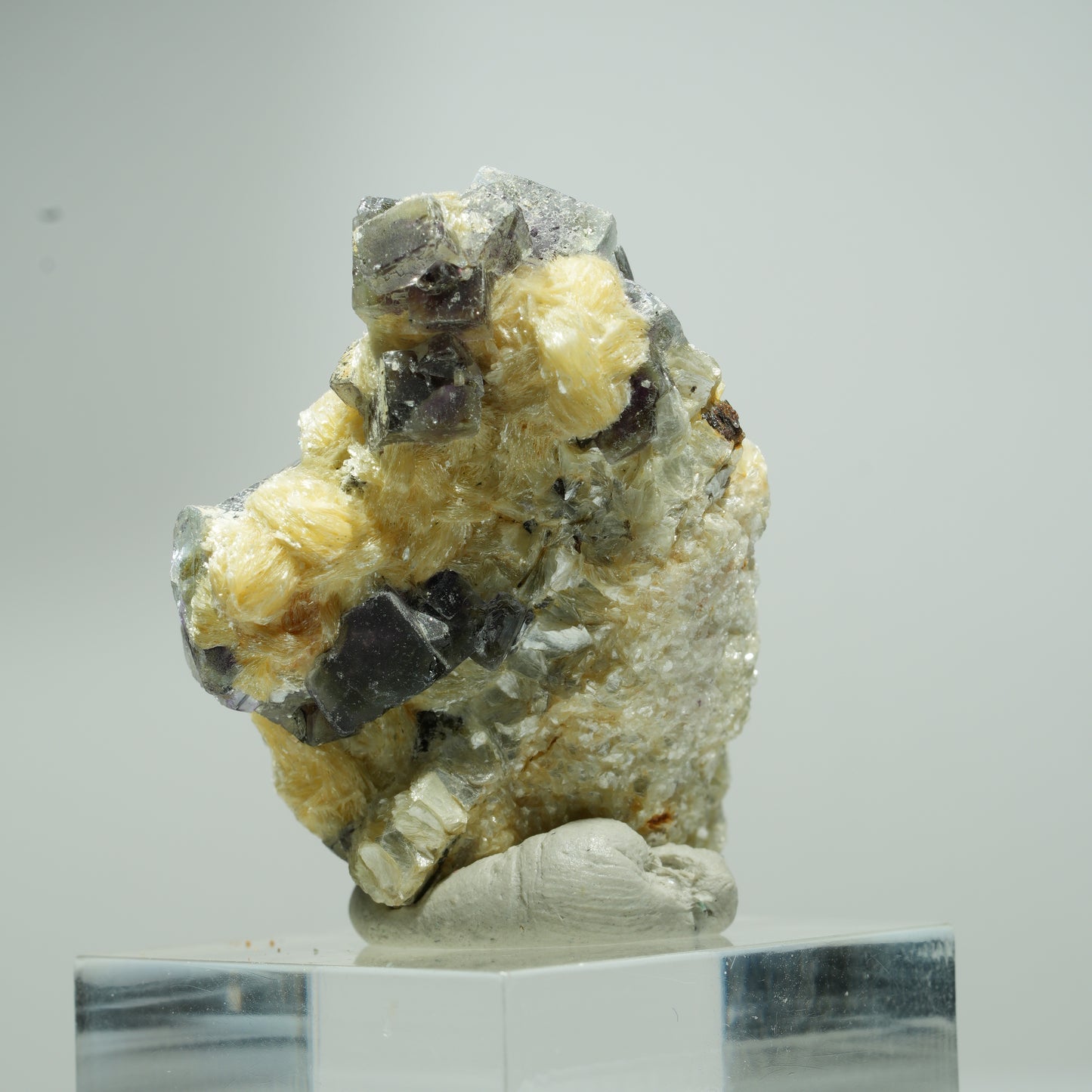 Bunte Phantom Fluorit Würfel, Schörl Turmalin, Muskovit Erongo, Namibia 21*14*9mm #13545