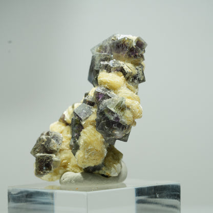 Bunte Phantom Fluorit Würfel, Schörl Turmalin, Muskovit Erongo, Namibia 21*14*9mm #13545