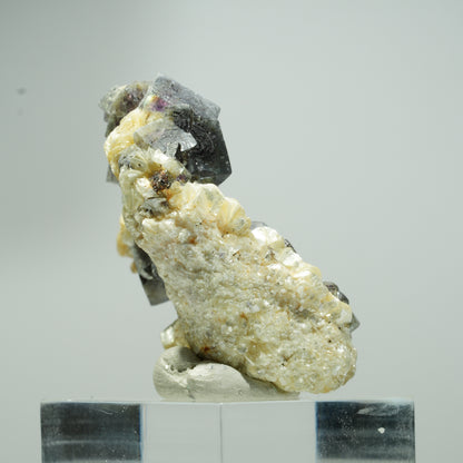 Bunte Phantom Fluorit Würfel, Schörl Turmalin, Muskovit Erongo, Namibia 21*14*9mm #13545