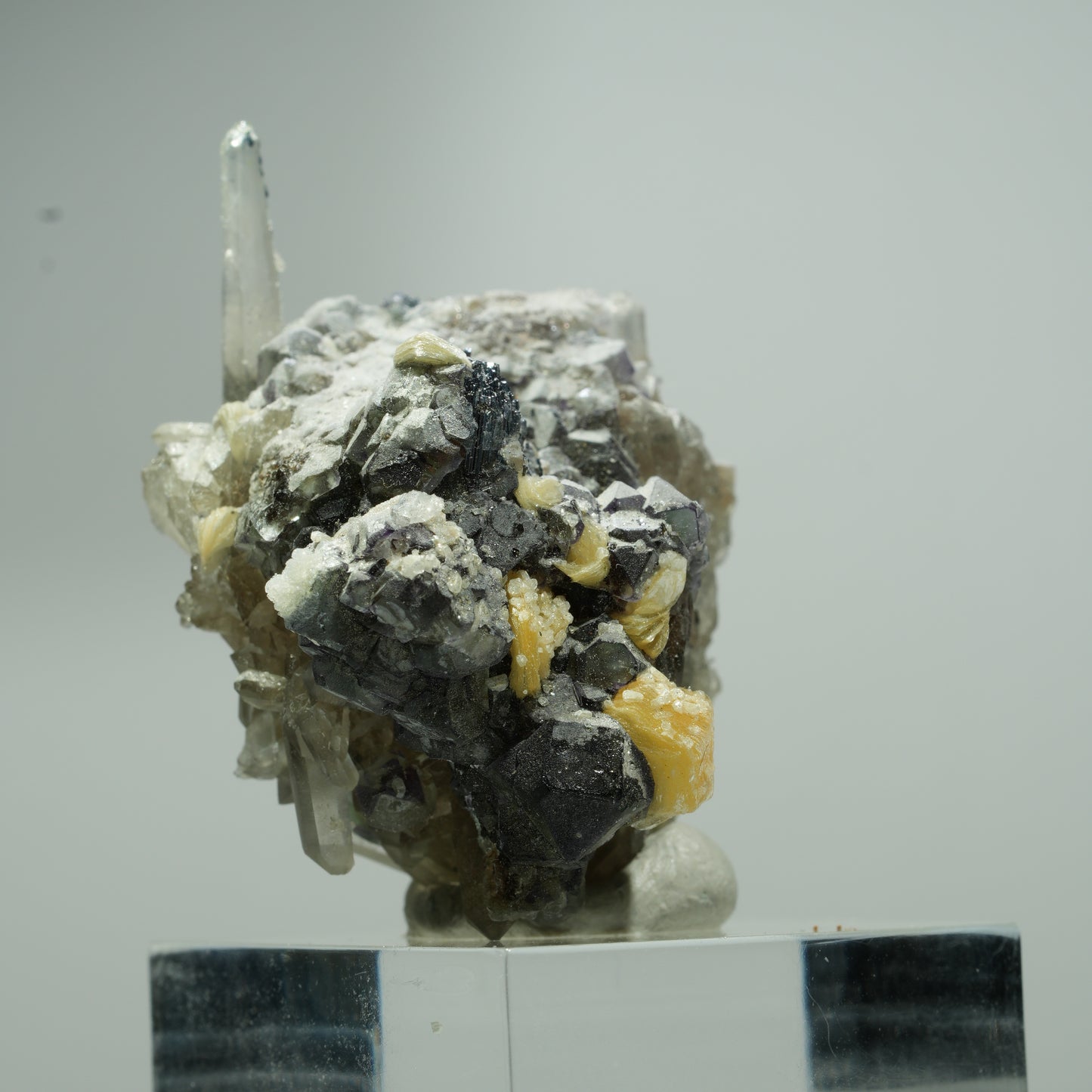 Phantom Fluorit, Schörl Turmalin, Hyalit, Rauchquarz, Muskovit Erongo, Namibia 20*14*12mm #13546