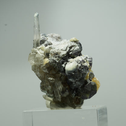 Phantom Fluorit, Schörl Turmalin, Hyalit, Rauchquarz, Muskovit Erongo, Namibia 20*14*12mm #13546