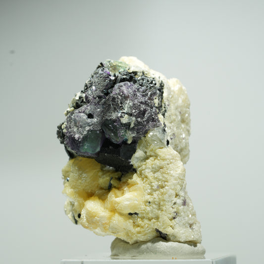 Phantom Fluorit hexagonal, Schörl Turmalin, Muskovit, Hyalit Erongo, Namibia 19*14*12mm #13547