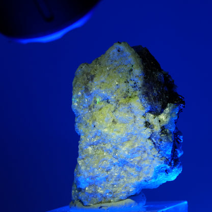 Fluorite fantôme hexagonal, tourmaline schorl, muscovite, hyalite Erongo, Namibie 19*14*12mm #13547