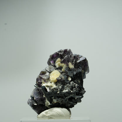 Bunte Phantom Fluorit Würfel, Schörl Turmalin, Muskovit Erongo, Namibia 16*10*9mm #13548