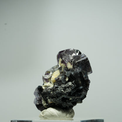 Bunte Phantom Fluorit Würfel, Schörl Turmalin, Muskovit Erongo, Namibia 16*10*9mm #13548