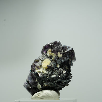 Bunte Phantom Fluorit Würfel, Schörl Turmalin, Muskovit Erongo, Namibia 16*10*9mm #13548