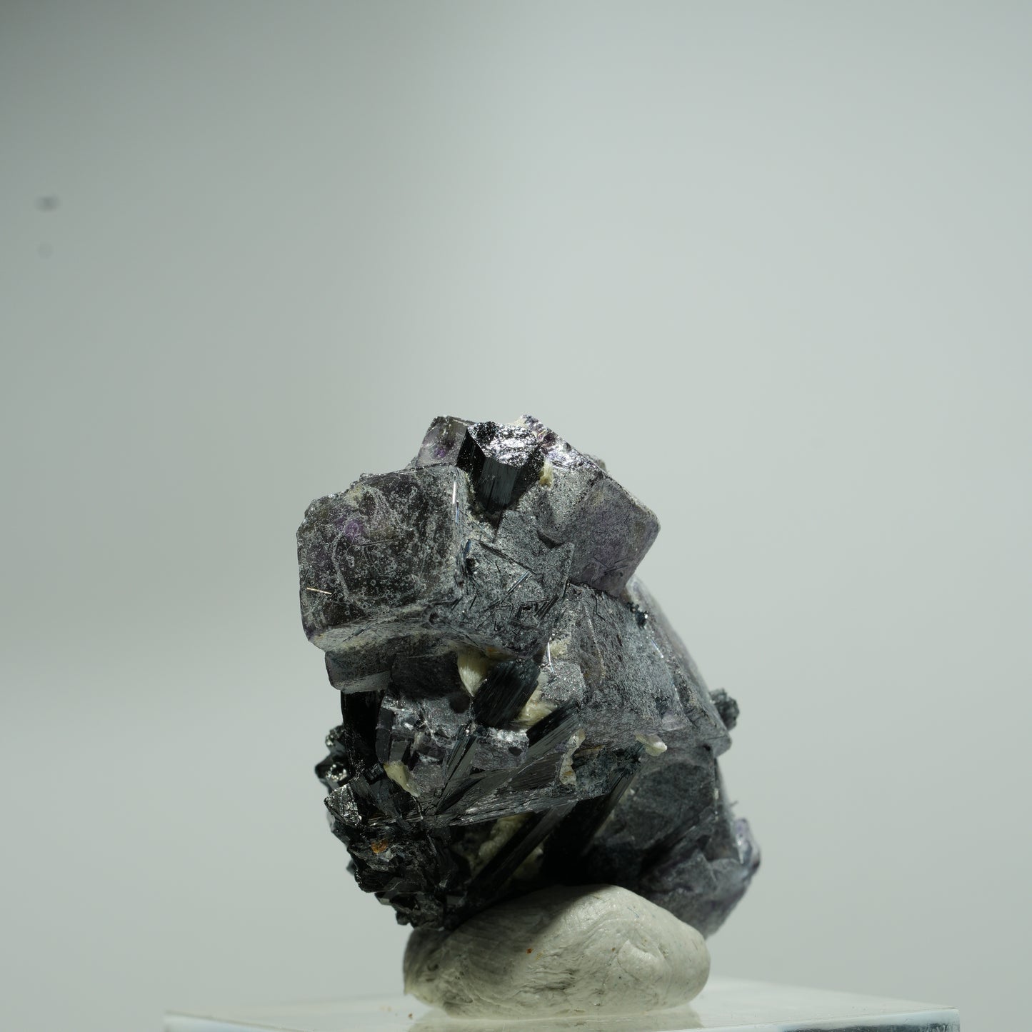 Bunte Phantom Fluorit Würfel, Schörl Turmalin, Muskovit Erongo, Namibia 16*10*9mm #13548