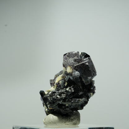 Bunte Phantom Fluorit Würfel, Schörl Turmalin, Muskovit Erongo, Namibia 16*10*9mm #13548