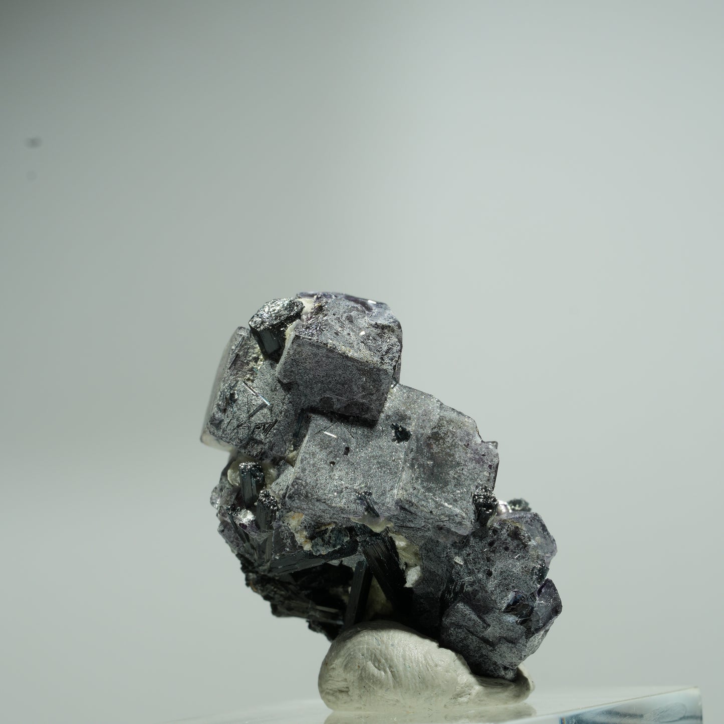 Bunte Phantom Fluorit Würfel, Schörl Turmalin, Muskovit Erongo, Namibia 16*10*9mm #13548