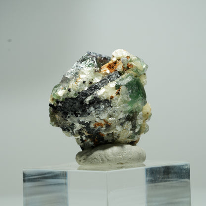 Phantom Fluorit hexagonal, Schörl Turmalin, Muskovit Erongo, Namibia 14*13*12mm #13549