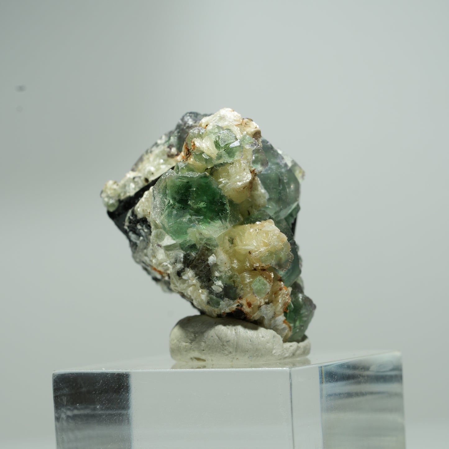 Phantom Fluorit hexagonal, Schörl Turmalin, Muskovit Erongo, Namibia 14*13*12mm #13549