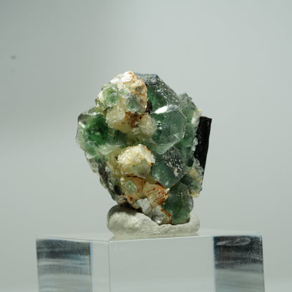 Phantom Fluorit hexagonal, Schörl Turmalin, Muskovit Erongo, Namibia 14*13*12mm #13549