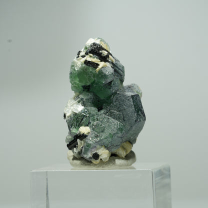 Phantom Fluorit Würfel, Schörl Turmalin, Muskovit Erongo, Namibia 15*14*10mm #13550