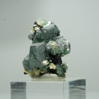 Phantom Fluorit Würfel, Schörl Turmalin, Muskovit Erongo, Namibia 15*14*10mm #13550