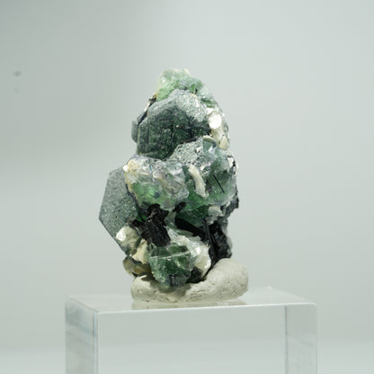 Phantom Fluorit Würfel, Schörl Turmalin, Muskovit Erongo, Namibia 15*14*10mm #13550