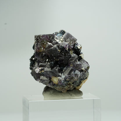 Fluorite fantôme colorée en dés, tourmaline schorl, muscovite Erongo, Namibie 15*14*12mm #13552