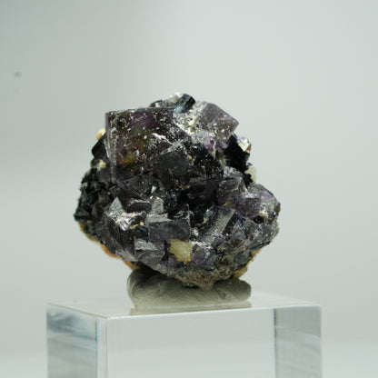 Fluorite fantôme colorée en dés, tourmaline schorl, muscovite Erongo, Namibie 15*14*12mm #13552