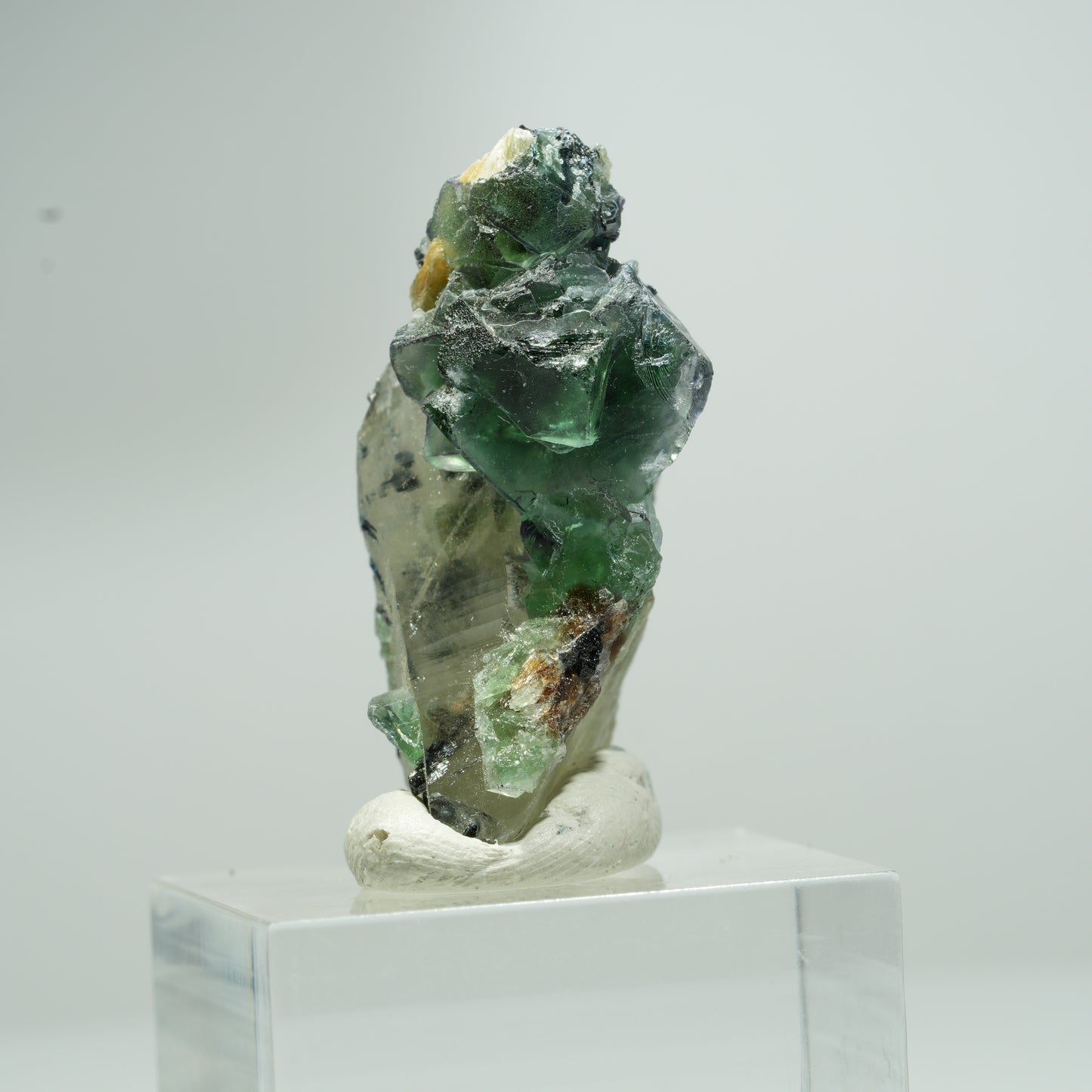 Phantom Fluorit, Schörl Turmalin, Hyalit, Rauchquarz, Muskovit Erongo, Namibia 18*11*8mm #13553
