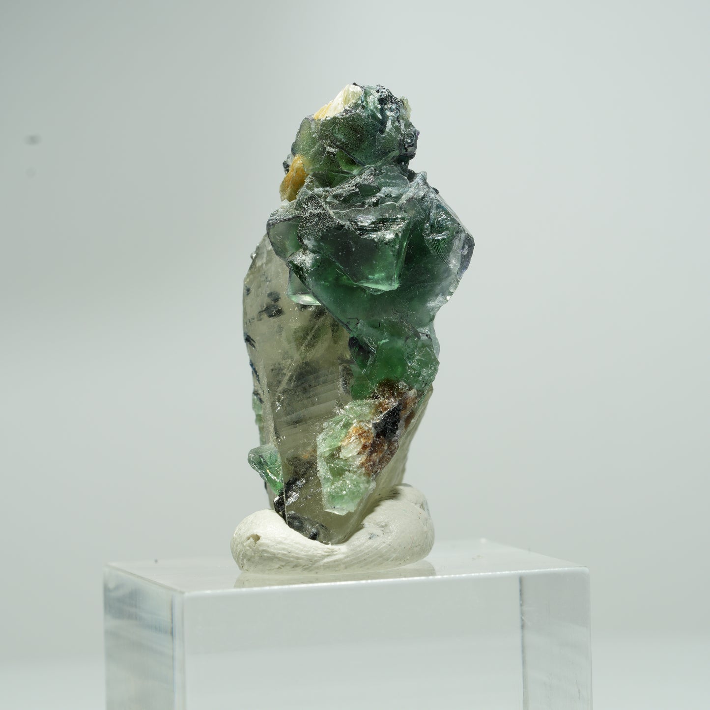 Phantom Fluorit, Schörl Turmalin, Hyalit, Rauchquarz, Muskovit Erongo, Namibia 18*11*8mm #13553