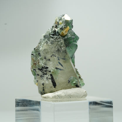 Phantom Fluorit, Schörl Turmalin, Hyalit, Rauchquarz, Muskovit Erongo, Namibia 18*11*8mm #13553