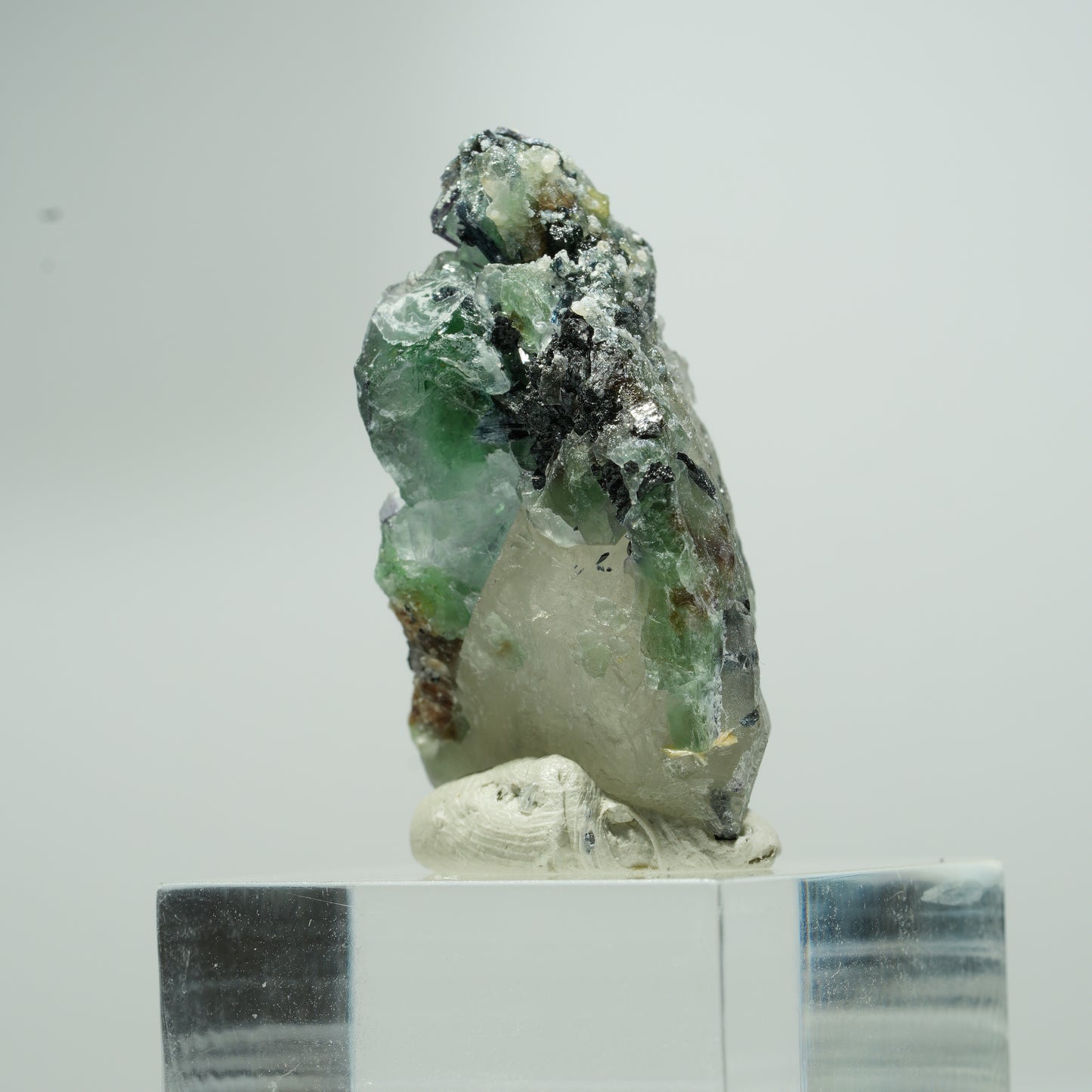 Phantom Fluorit, Schörl Turmalin, Hyalit, Rauchquarz, Muskovit Erongo, Namibia 18*11*8mm #13553