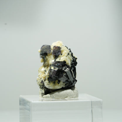 Bunte Phantom Fluorit Würfel, Schörl Turmalin, Muskovit Erongo, Namibia 12*8*7mm #13554
