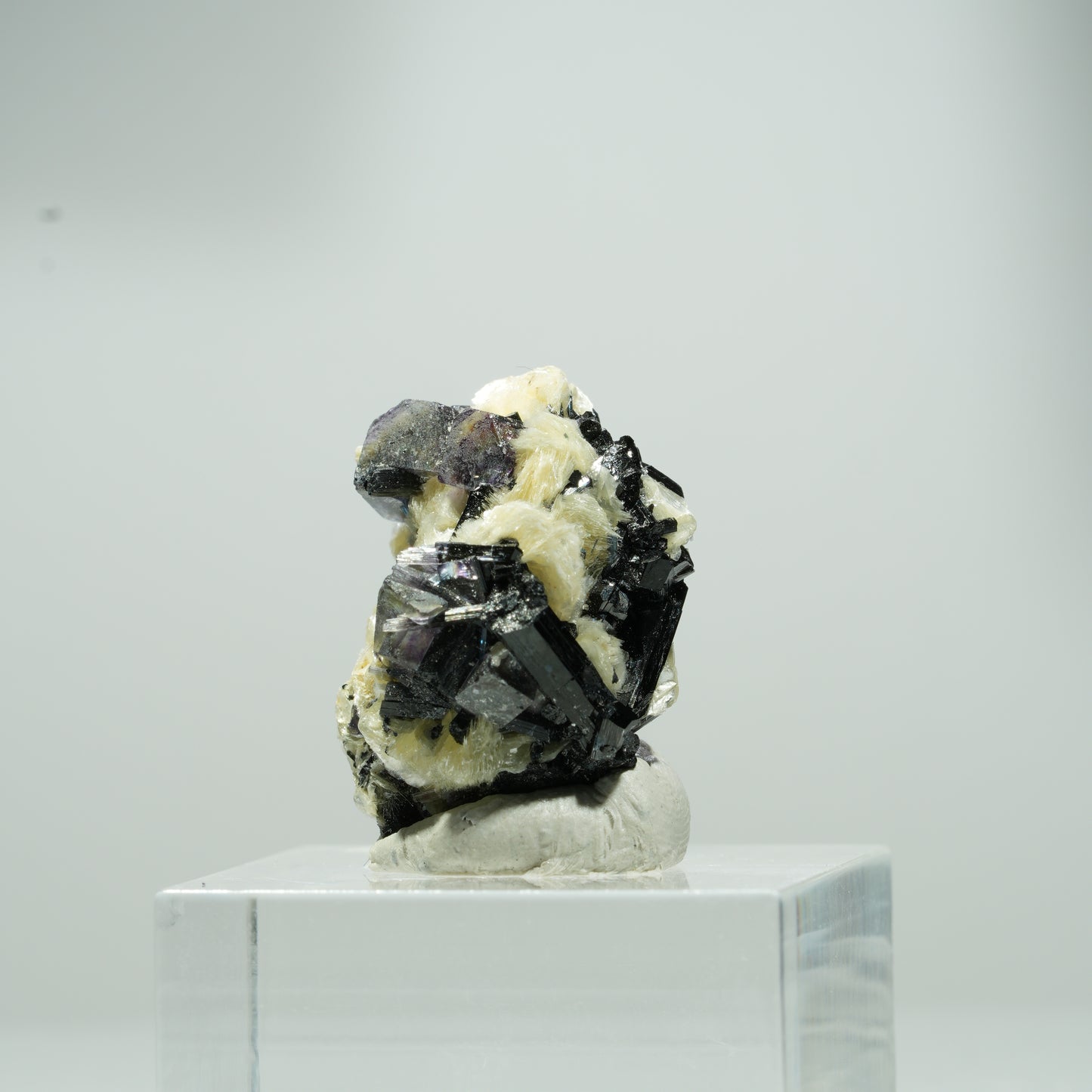 Bunte Phantom Fluorit Würfel, Schörl Turmalin, Muskovit Erongo, Namibia 12*8*7mm #13554