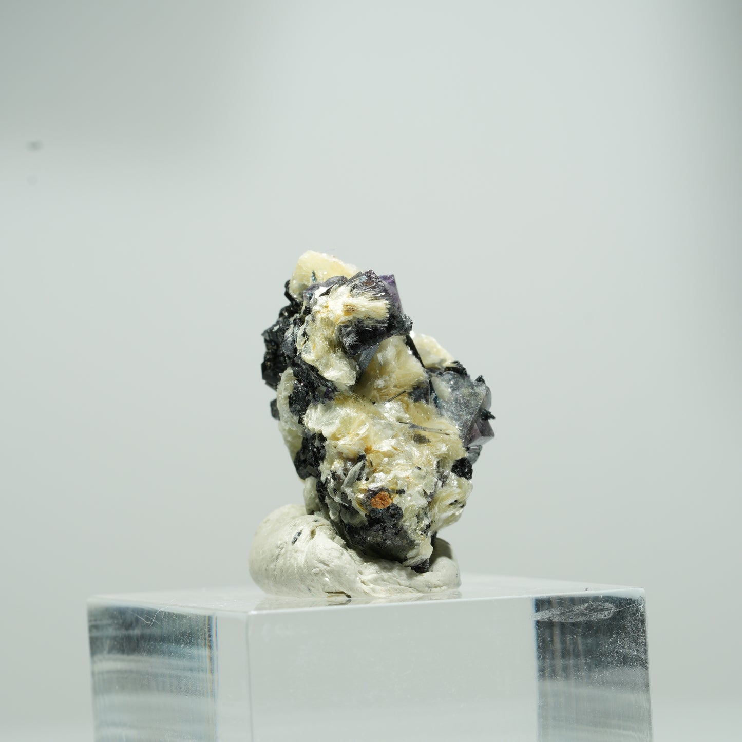 Bunte Phantom Fluorit Würfel, Schörl Turmalin, Muskovit Erongo, Namibia 12*8*7mm #13554
