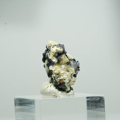 Bunte Phantom Fluorit Würfel, Schörl Turmalin, Muskovit Erongo, Namibia 12*8*7mm #13554