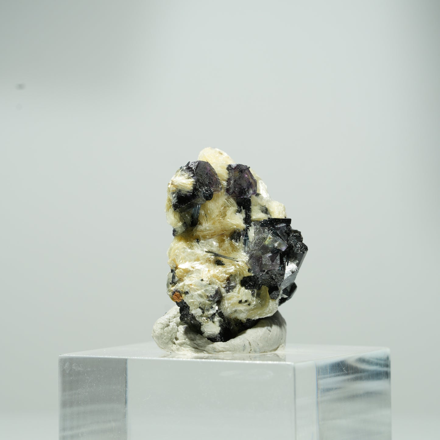 Bunte Phantom Fluorit Würfel, Schörl Turmalin, Muskovit Erongo, Namibia 12*8*7mm #13554