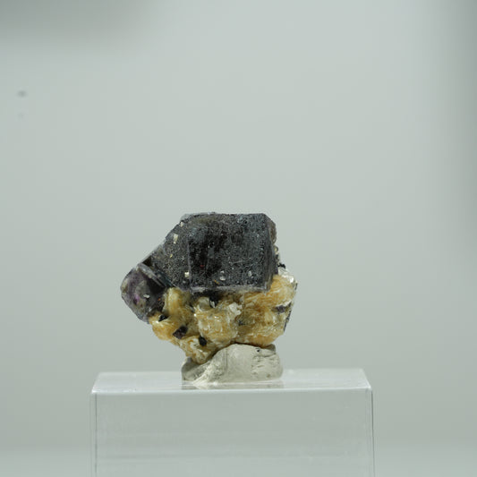Bunte Phantom Fluorit Würfel, Schörl Turmalin, Muskovit Erongo, Namibia 9*8*7mm #13556