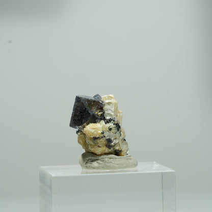 Bunte Phantom Fluorit Würfel, Schörl Turmalin, Muskovit Erongo, Namibia 9*8*7mm #13556